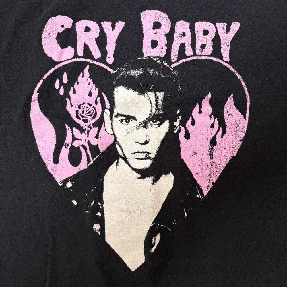 Johnny Depp Cry Baby Movie Graphic T-Shirt Juniors 13/14 Wade Walker Black Tee